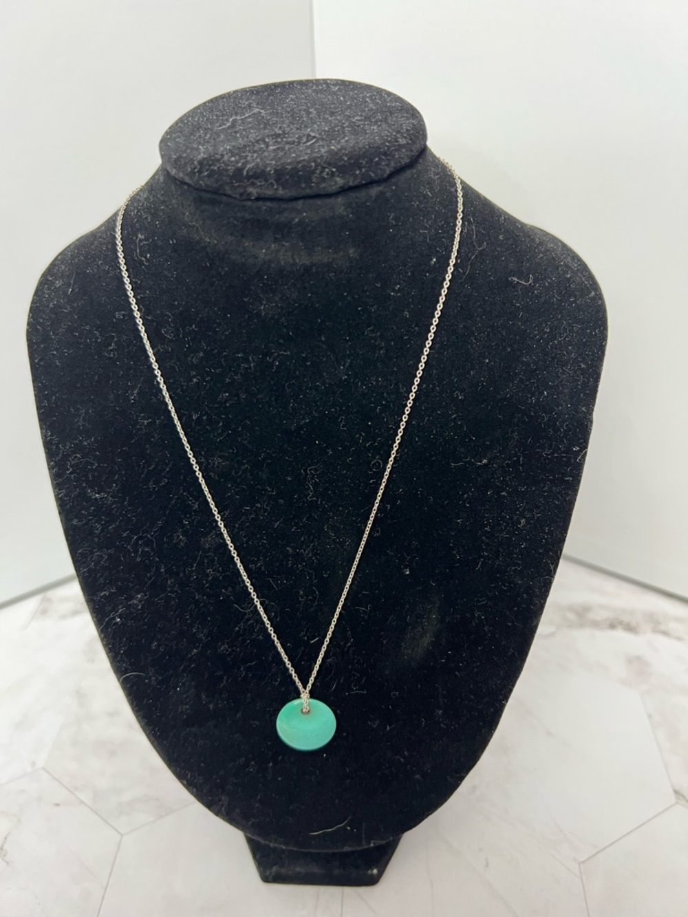 Tiffany & Co. Turquoise Round Enamel Pendant Necklace - Women Jewelry